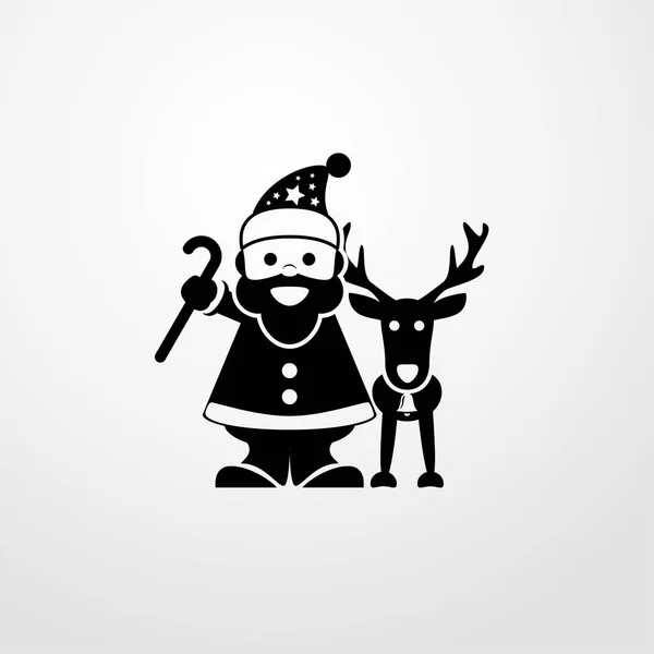 Père Noël avec icône de cerf. design plat — Image vectorielle