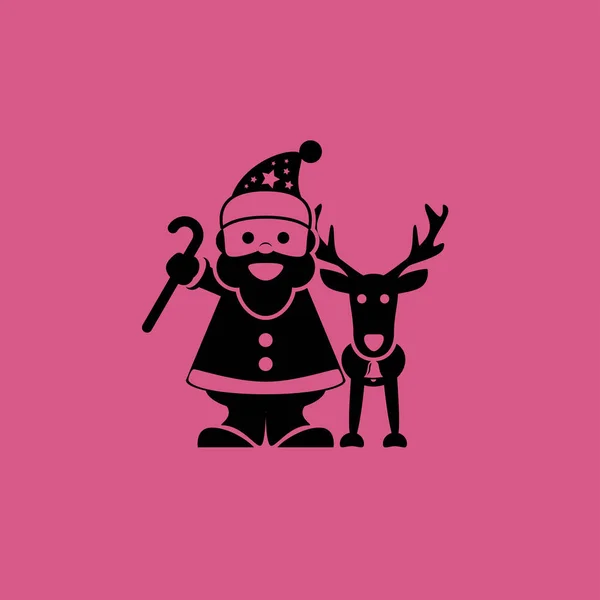 圣诞老人与鹿图标。平面设计 — 图库矢量图片
