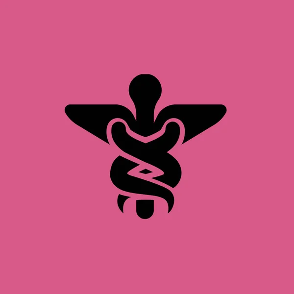 Caduceus medical symbol icon. flat design — Stock Vector