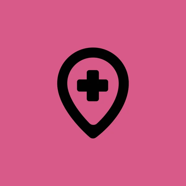 Hospital pin icon. flat design — Stock Vector