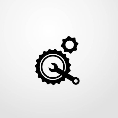 somun anahtarı ve dişli simgesini illüstrasyon izole vektör işareti simgesi