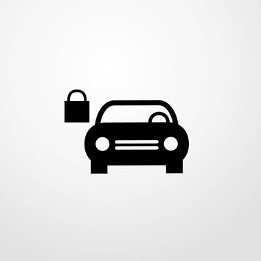 Araba ile kilit simgesi illüstrasyon izole vektör işareti simgesi