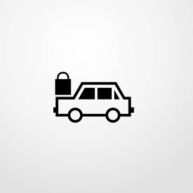 Araba ile kilit simgesi illüstrasyon izole vektör işareti simgesi