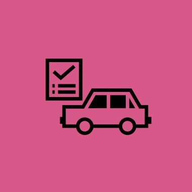 Araba ile kontrol işareti simgesi illüstrasyon izole vektör simgesi