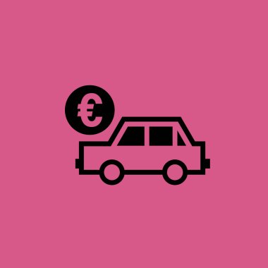 Araba ile euro işareti simgesi illüstrasyon izole vektör simgesi