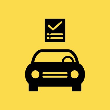 Araba ile kontrol işareti simgesi illüstrasyon izole vektör simgesi