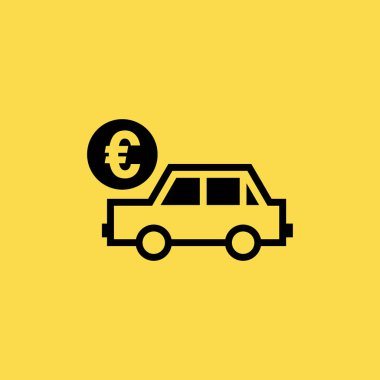 Araba ile euro işareti simgesi illüstrasyon izole vektör simgesi
