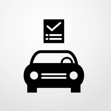 Araba ile kontrol işareti simgesi illüstrasyon izole vektör simgesi