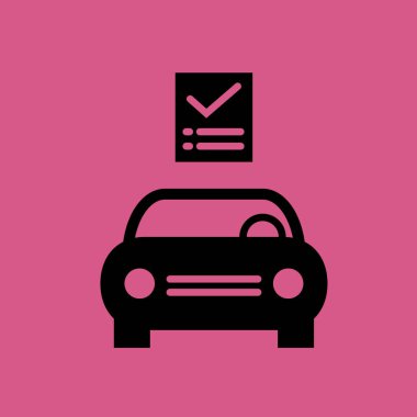 Araba ile kontrol işareti simgesi illüstrasyon izole vektör simgesi