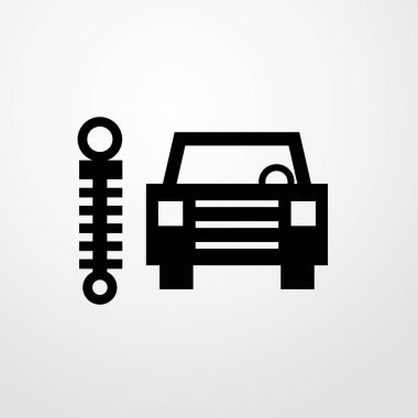 Araba ve piston simgesi illüstrasyon izole vektör işareti simgesi