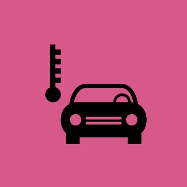 Araba ile termometre simgesi illüstrasyon izole vektör işareti simgesi