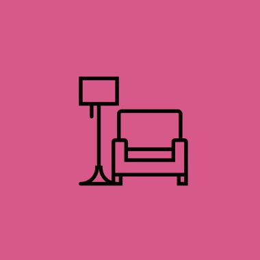 koltuk ve lamba simgesi illüstrasyon izole vektör işareti simgesi