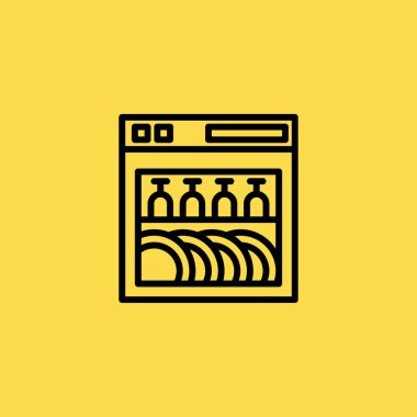 Bulaşık makinesi simgesini illüstrasyon izole vektör işareti simgesi