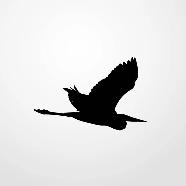 Reiher Vogel fliegen Symbol Abbildung isoliert Vektor Zeichen Symbol — Stockvektor