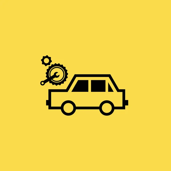 Auto met de moersleutel pictogram illustratie geïsoleerde vector teken symbool — Stockvector