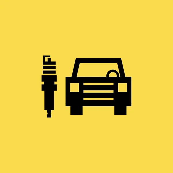 Auto con icona candela illustrazione isolato segno vettoriale simbolo — Vettoriale Stock