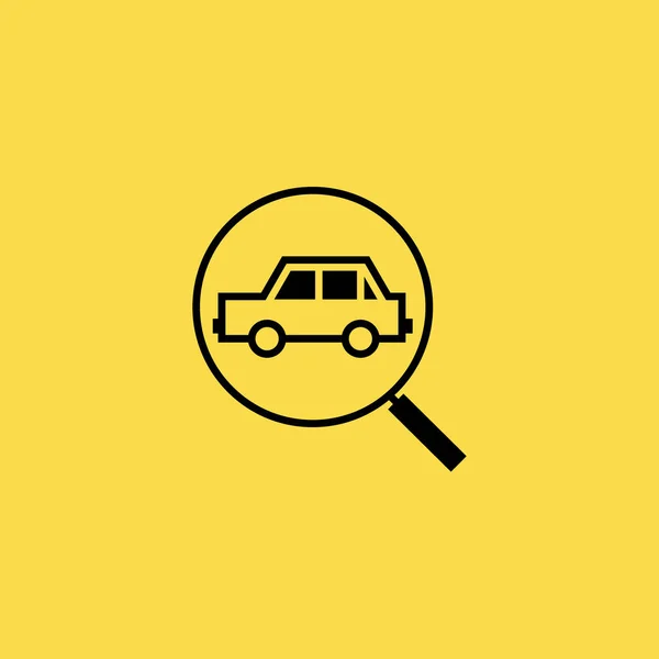 Auto con icona della lente d'ingrandimento illustrazione isolato segno vettoriale simbolo — Vettoriale Stock