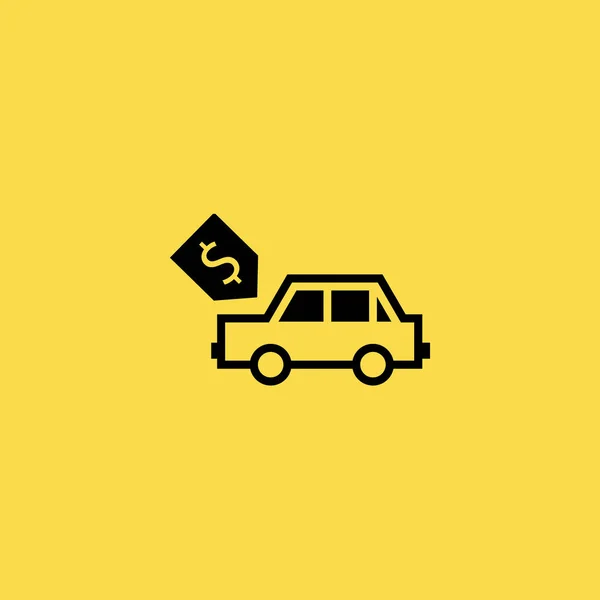Carro com ícone de tag dólar ilustração símbolo de sinal de vetor isolado — Vetor de Stock
