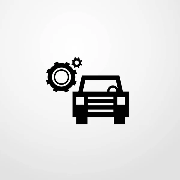 Auto mit Zahnrad Symbol Abbildung isoliert Vektor Zeichen Symbol — Stockvektor