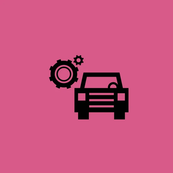 Samochód symbolem koła zębatego ikona ilustracja na białym tle wektor znak — Wektor stockowy