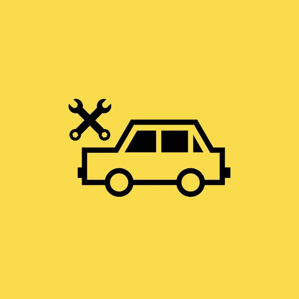 Araba ile İngiliz anahtarı simgesini illüstrasyon izole vektör işareti simgesi — Stok Vektör
