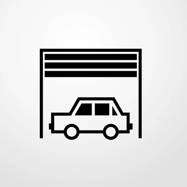 Samochód w garażu ikona ilustracja na białym tle wektor symbol znak — Wektor stockowy
