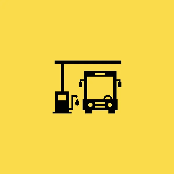 Λεωφορείο στο gasonile σταθμό εικονίδιο εικονογράφηση διάνυσμα απομονωμένες σημάδι σύμβολο — Διανυσματικό Αρχείο