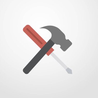 screwdrive ve çekiç simgesi illüstrasyon izole vektör işareti simgesi