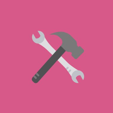 çekiç ve İngiliz anahtarı simgesini illüstrasyon izole vektör işareti simgesi