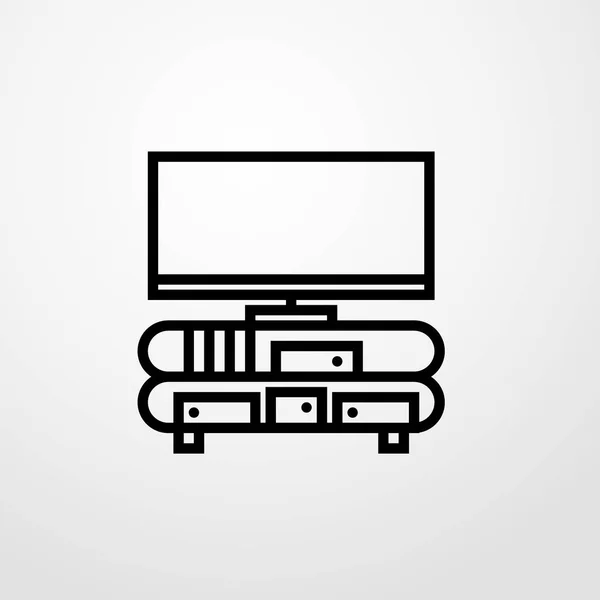 Icona del tavolo tv illustrazione isolato segno vettoriale simbolo — Vettoriale Stock