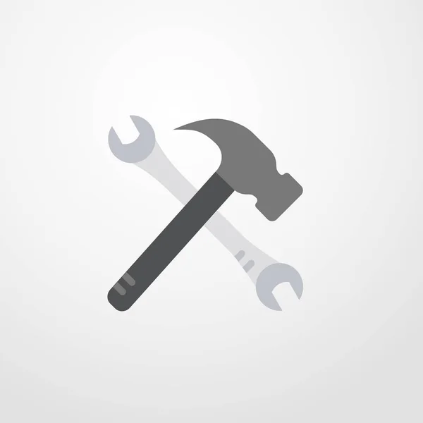 Skiftnyckel och hammare ikon illustration isolerade vector tecken symbol — Stock vektor
