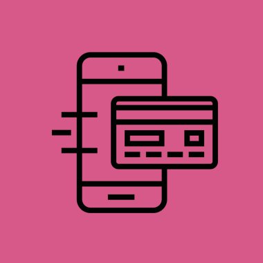 Smartphone ve kredi kartı simgesi illüstrasyon izole vektör işareti simgesi