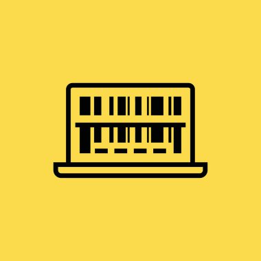 laptop ile barkod simge illüstrasyon izole vektör işareti simgesi