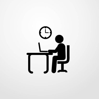 dizüstü bilgisayar simgesini illüstrasyon izole vektör işareti simgesi olan adam