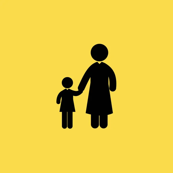 Moeder en kind wandelen pictogram illustratie geïsoleerde vector teken symbool — Stockvector