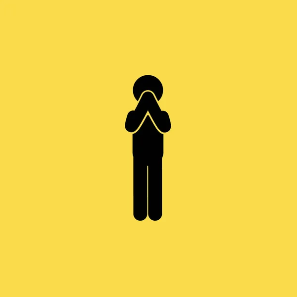 Hombre de pie e icono de oración ilustración símbolo de signo vectorial aislado — Archivo Imágenes Vectoriales