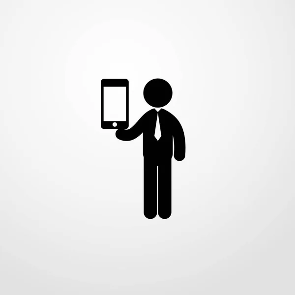 Homme d'affaires et icône mobile illustration isolé signe vectoriel symbole — Image vectorielle