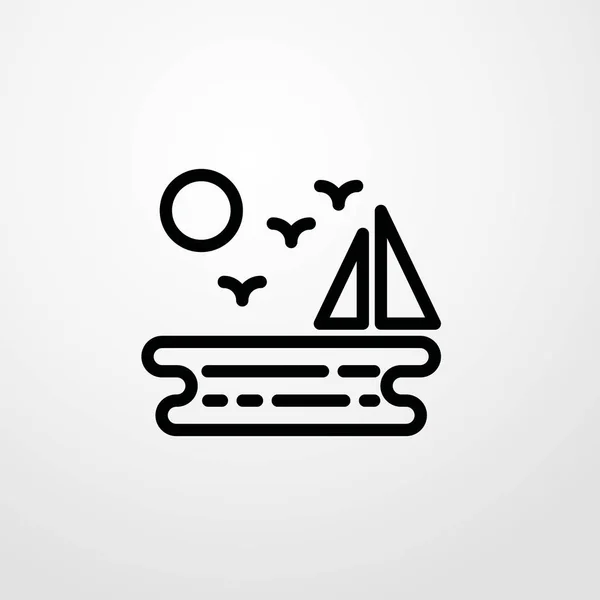 Zon en zee pictogram illustratie geïsoleerde vector teken symbool — Stockvector