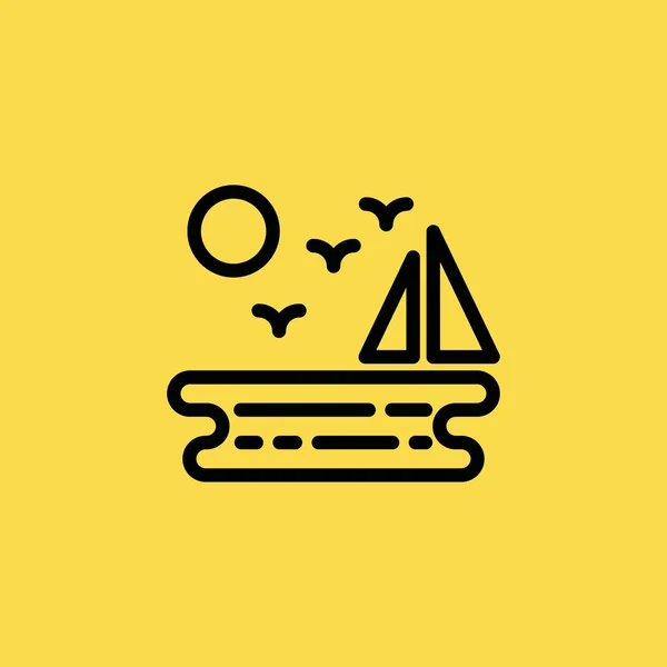 Icône mer et soleil illustration isolé signe vectoriel symbole — Image vectorielle