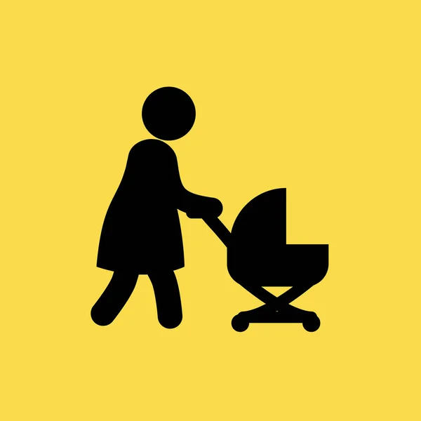 Мать ходить с рисунком иконки ребенка изолированный символ вектора знак — стоковый вектор