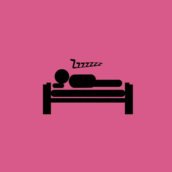 Ο άνθρωπος στον ύπνο στο κρεβάτι εικονίδιο εικονογράφηση διάνυσμα απομονωμένες σημάδι σύμβολο — Διανυσματικό Αρχείο