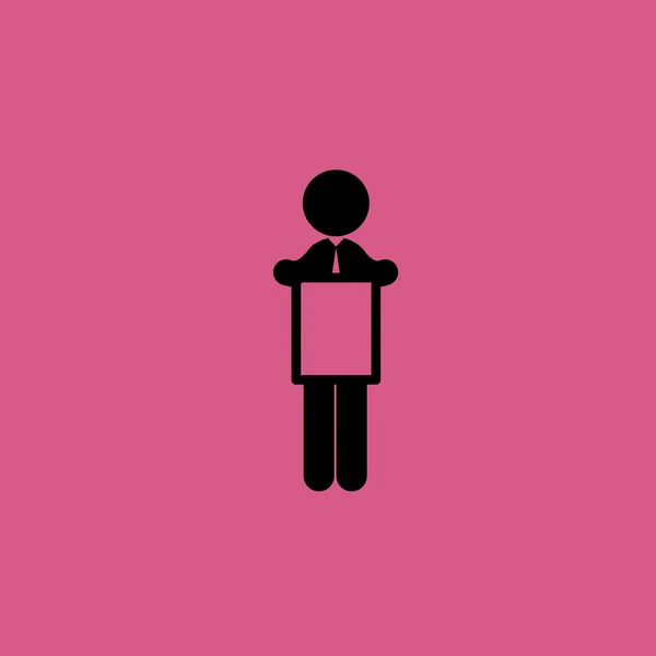Hombre sosteniendo icono en blanco ilustración símbolo de signo vectorial aislado — Vector de stock
