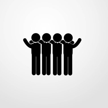 Erkekler birbirlerine sarılma grup izole simge tasarlamak vektör işareti simgesi