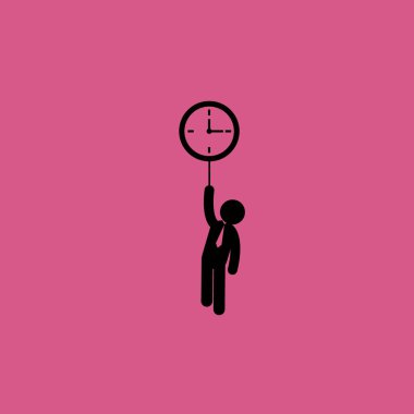 işadamı ve duvar oclock simgesi illüstrasyon izole vektör işareti simgesi