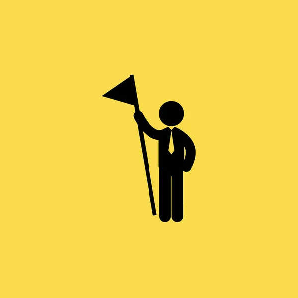 Hombre de negocios y bandera icono ilustración símbolo de signo vectorial aislado — Archivo Imágenes Vectoriales
