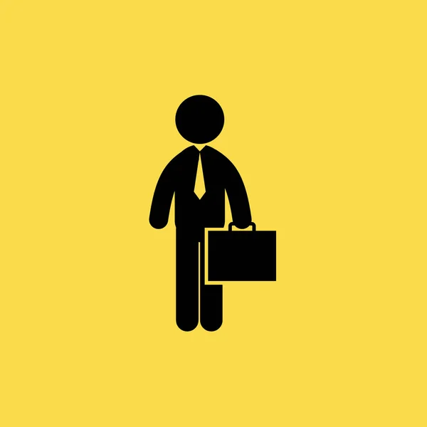 Hombre de negocios e icono de la maleta ilustración símbolo de signo vectorial aislado — Vector de stock