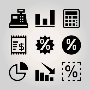 Teknoloji vektör Icon set. analutics, persentage, yüzde ve fatura