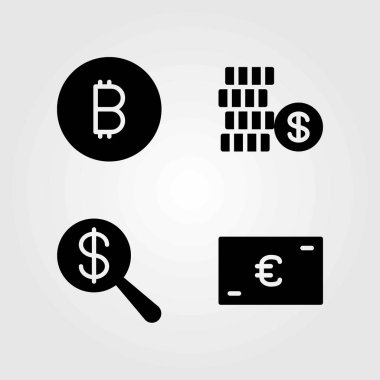 İşareti Icons set vektör. bozuk para, euro ve dolar