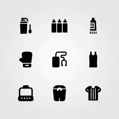 Fitness vektör simgeler kümesi. protein, kapsül ve ölçek