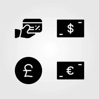 Para vektör simgeler kümesi. Sterlini, euro ve dolar